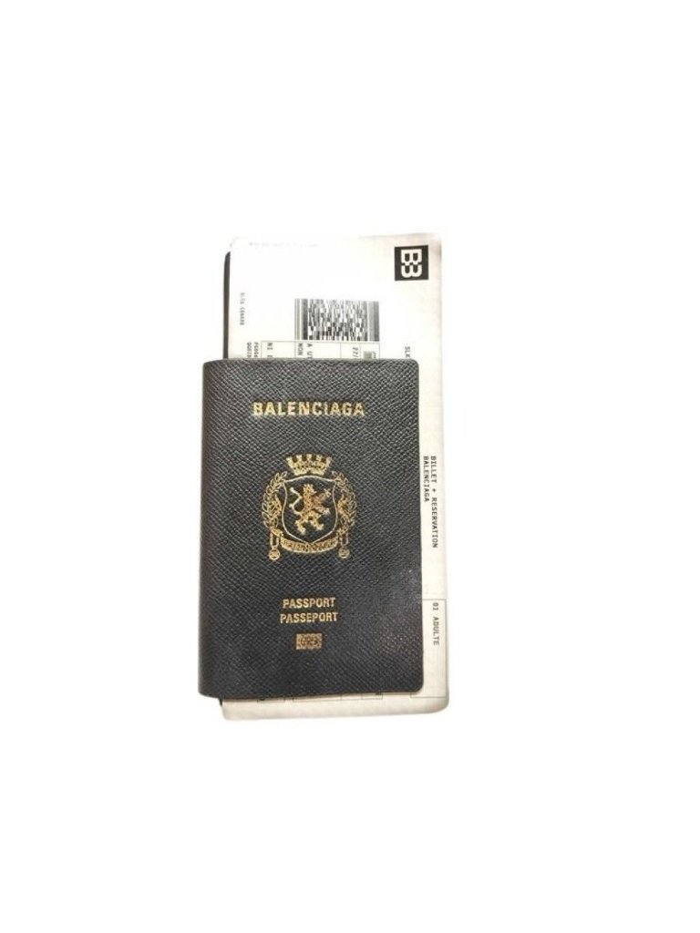 Balenciaga Wallet Passport Black Leather